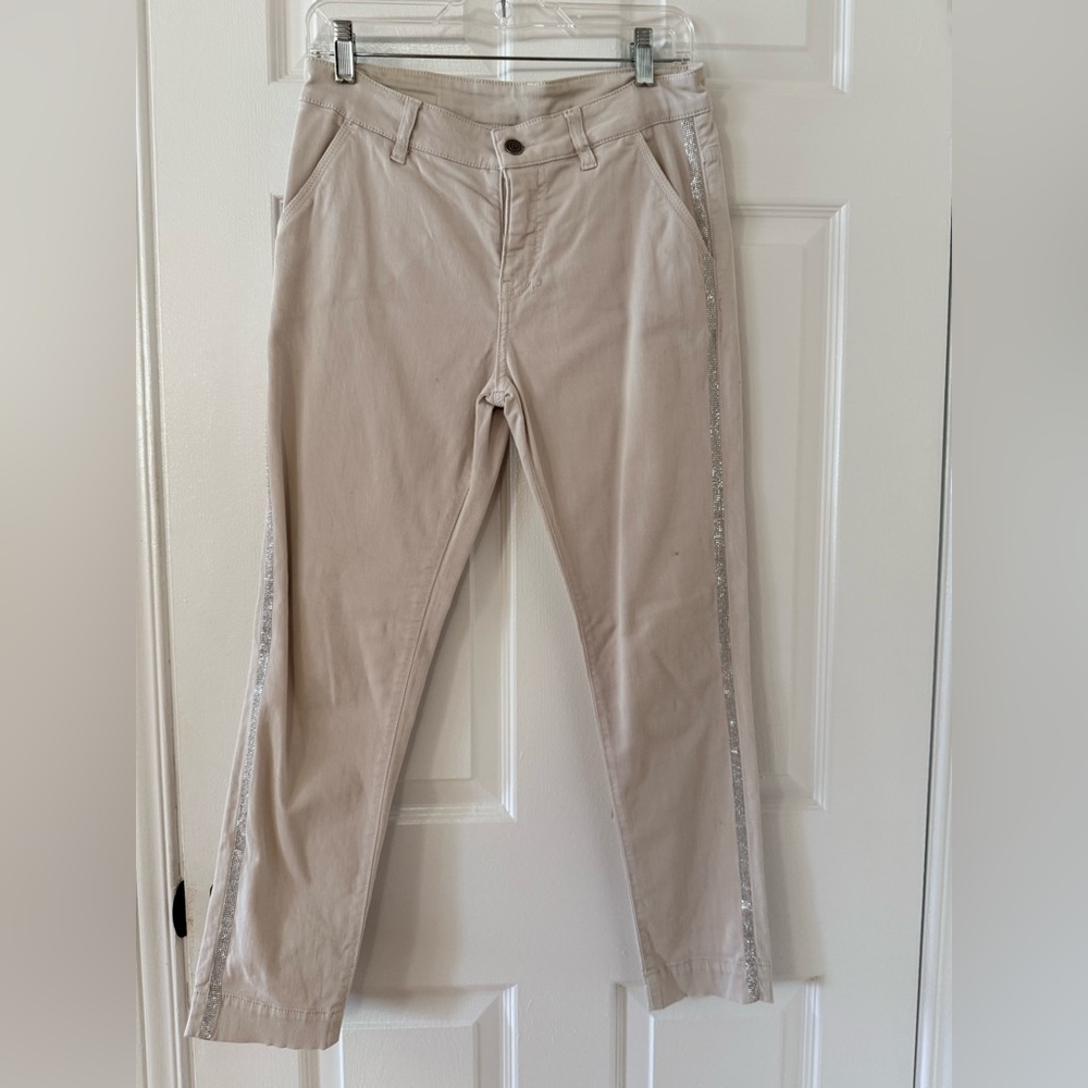 P188- Pinko Cream Pants with Silver Accents